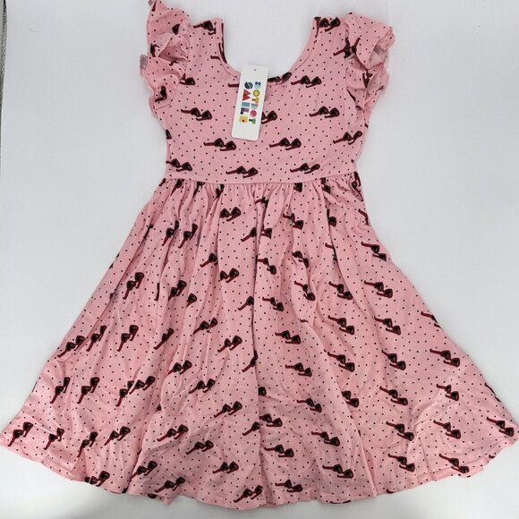 Dot Dot Smile Girl's Empire Waist Dress 5-6 NWT Short Sleeve Heart Sunglasses - Picture 1 of 5